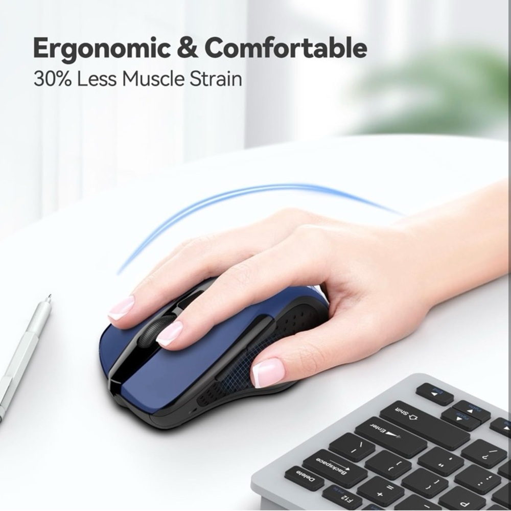 🆕 TECKNET Navy Wireless Mouse - Picture 4 of 9